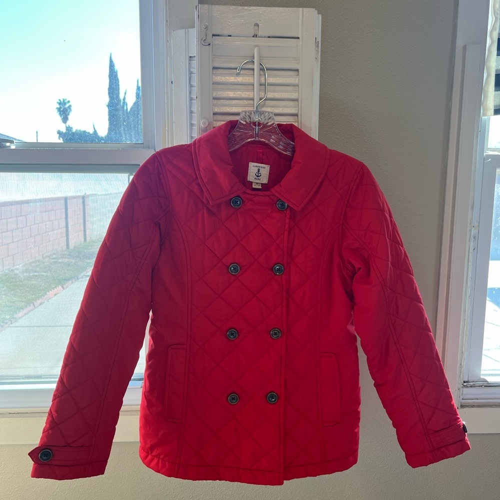 Land’s End Girl’s Red Jacket Coat Quilted Size 10-12 Med Brand New